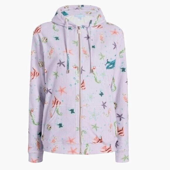 Hill House Tops - Hill House Allie Zip Hoodie XS Sea Creatures Pastel Coastal Print NWT